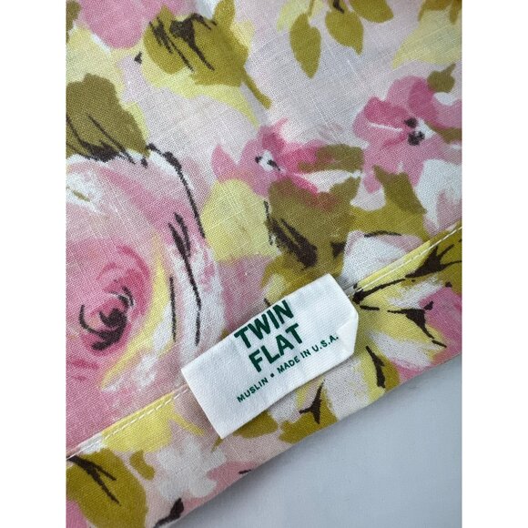 Vintage Springmaid Marvellaire Twin Flat Sheet Pink & Yellow Floral 50% Cotton 5 - Picture 2 of 5